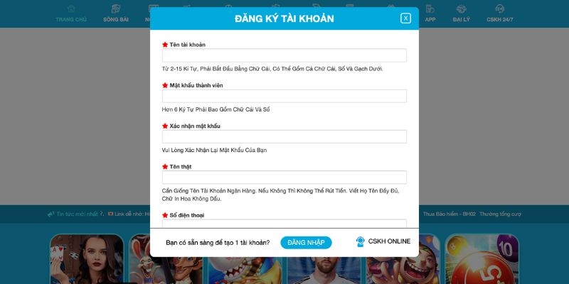Điều kiện đăng ký tài khoản hội viên là gì?